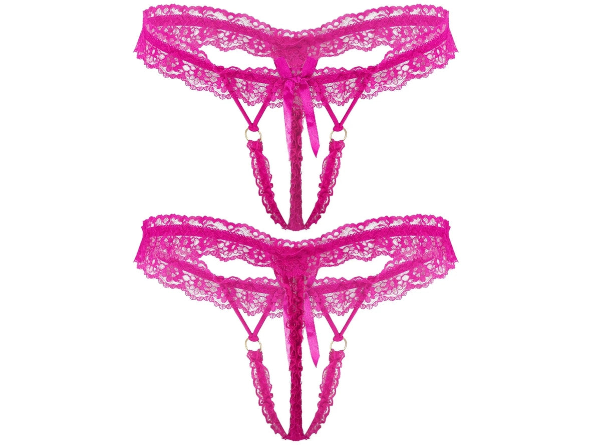 Frill Charm — Crotchless Frilly Lace Gay Thong