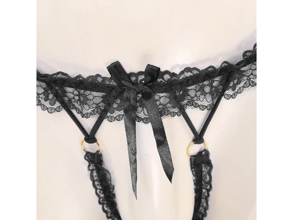 Frill Charm — Crotchless Frilly Lace Gay Thong