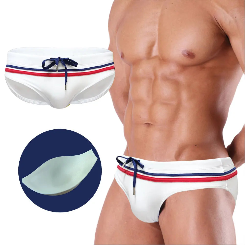 Apex Stripe — UXH Low-Rise Gay Swim Briefs