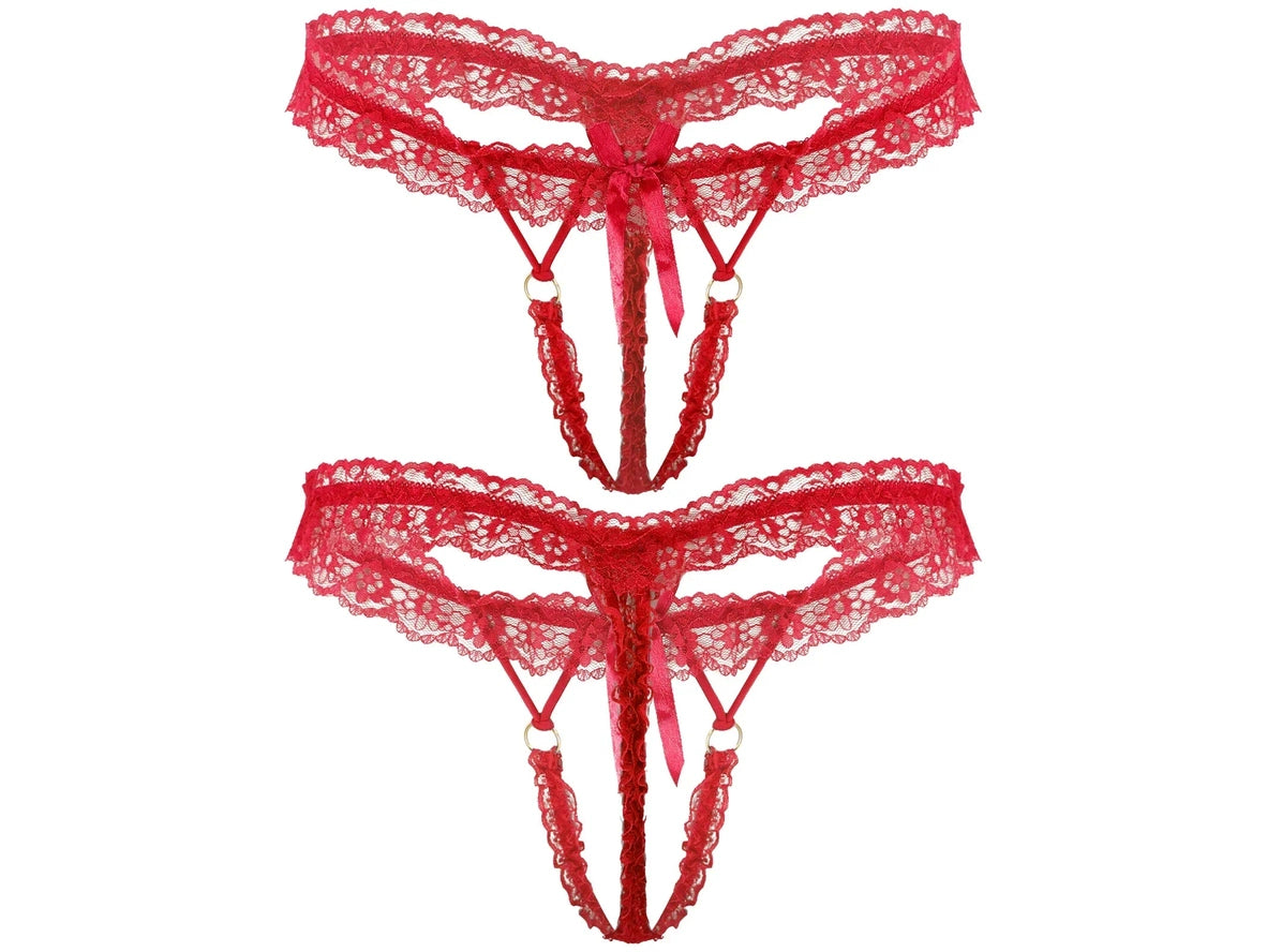 Frill Charm — Crotchless Frilly Lace Gay Thong