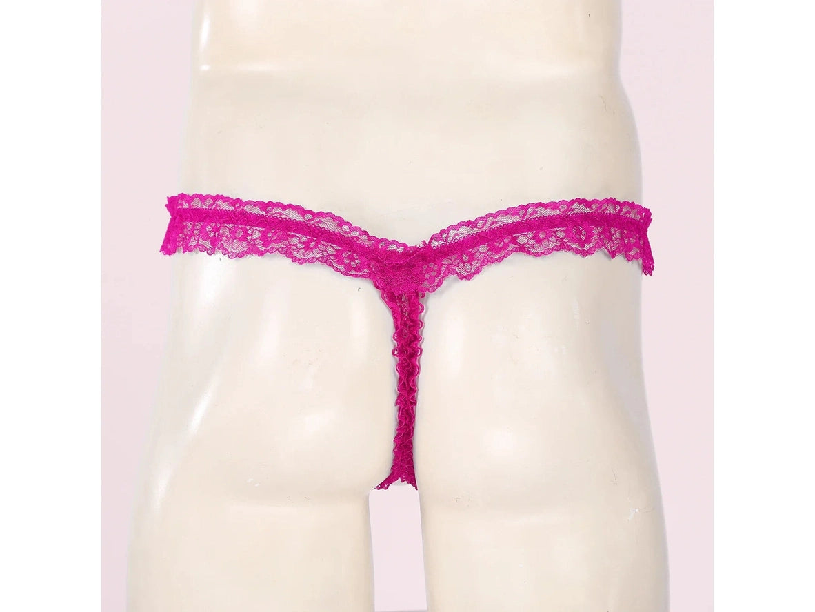 Frill Charm — Crotchless Frilly Lace Gay Thong