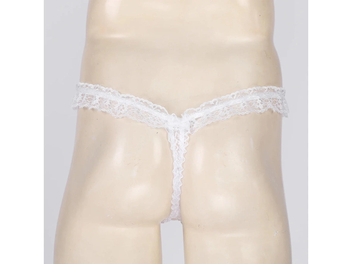 Frill Charm — Crotchless Frilly Lace Gay Thong