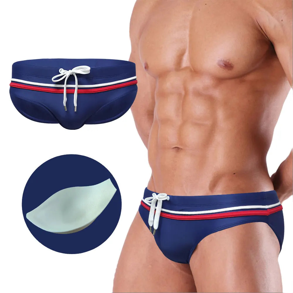 Apex Stripe — UXH Low-Rise Gay Swim Briefs