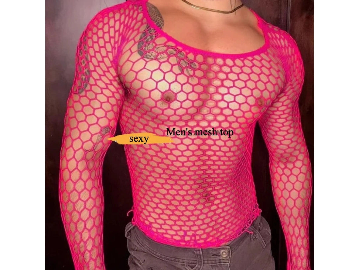 Shadow Mesh — Sheer Crop Top Gay Clubwear