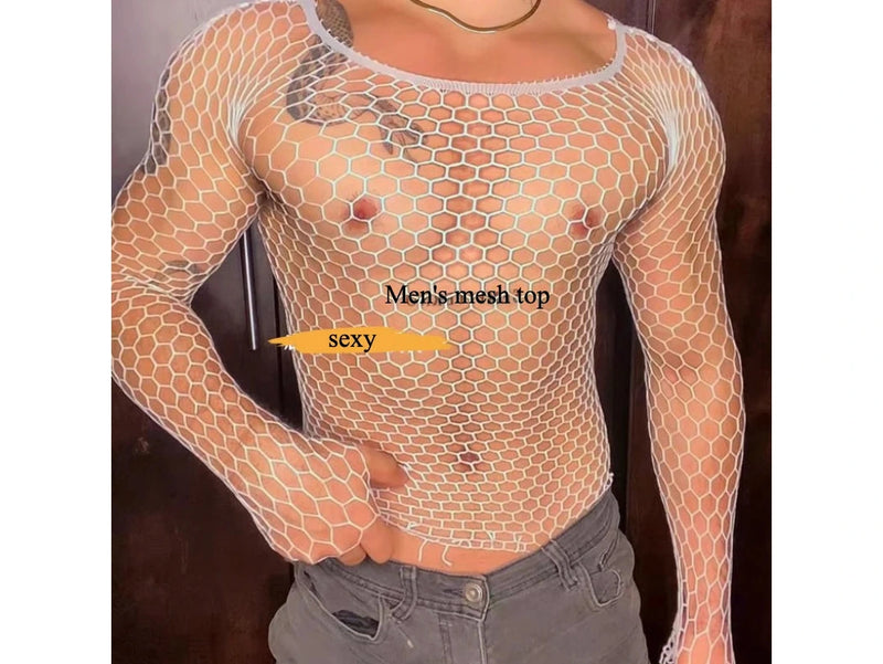 Shadow Mesh — Sheer Crop Top Gay Clubwear