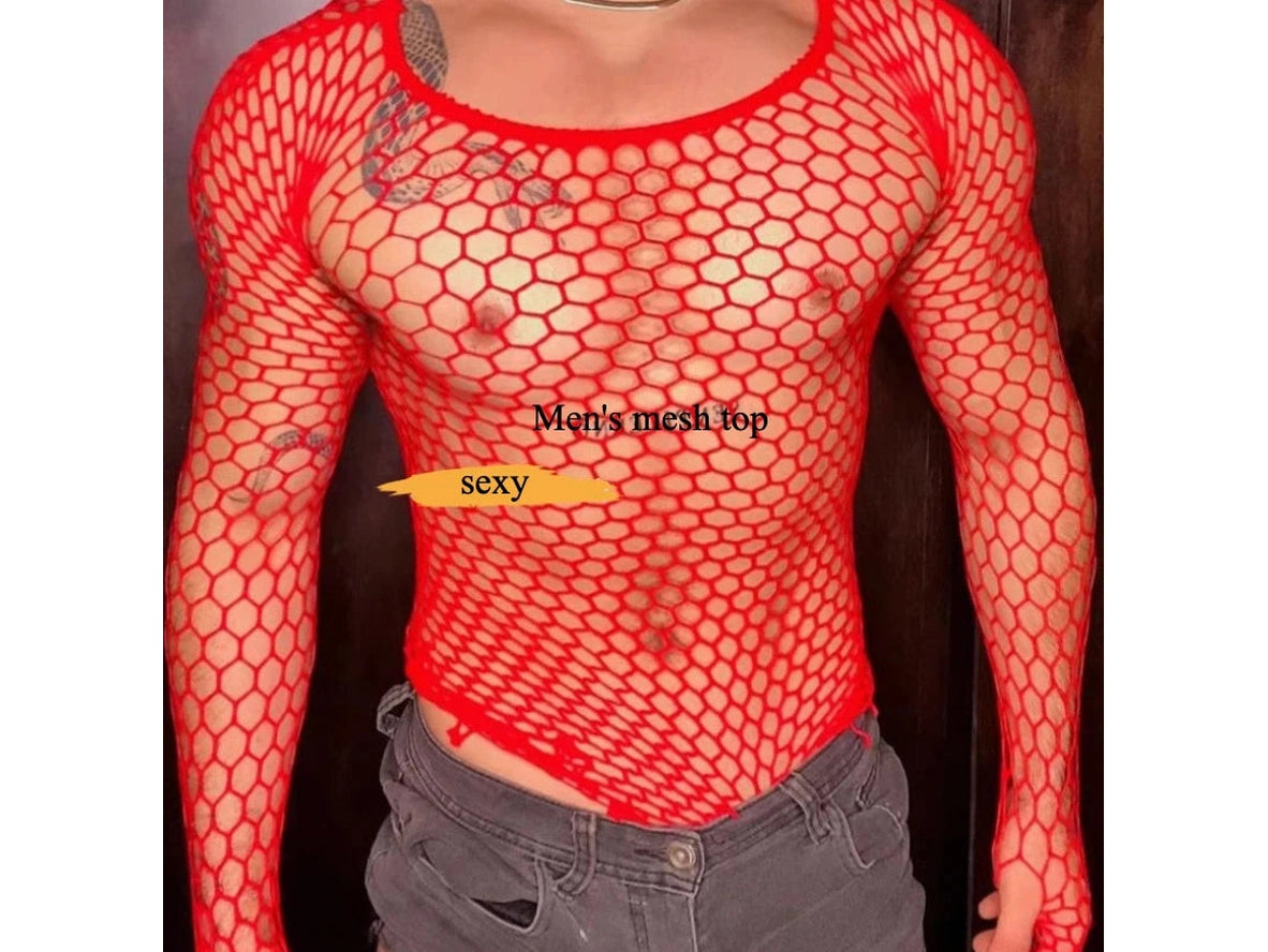 Shadow Mesh — Sheer Crop Top Gay Clubwear