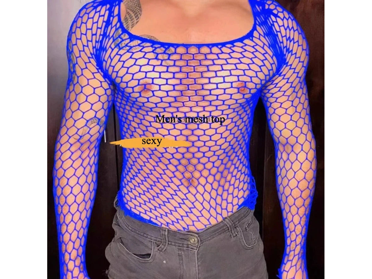 Shadow Mesh — Sheer Crop Top Gay Clubwear