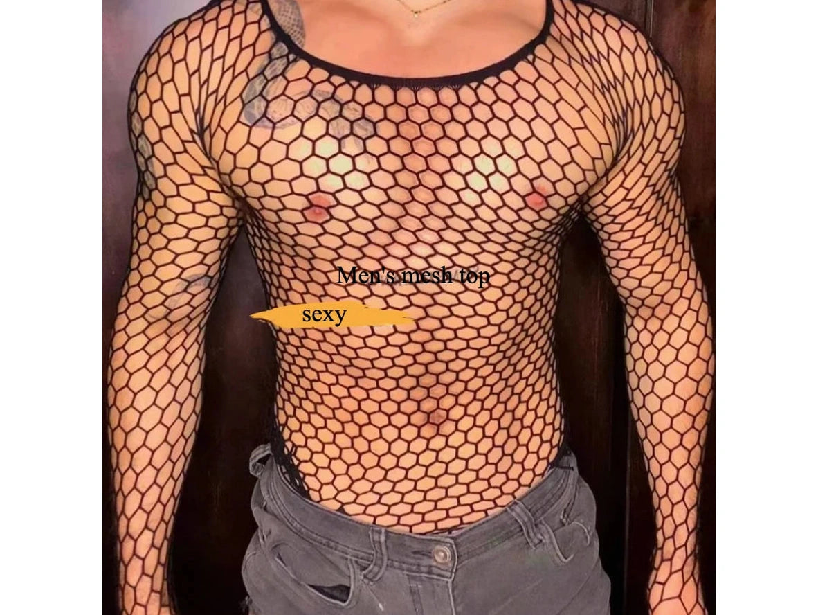 Shadow Mesh — Sheer Crop Top Gay Clubwear