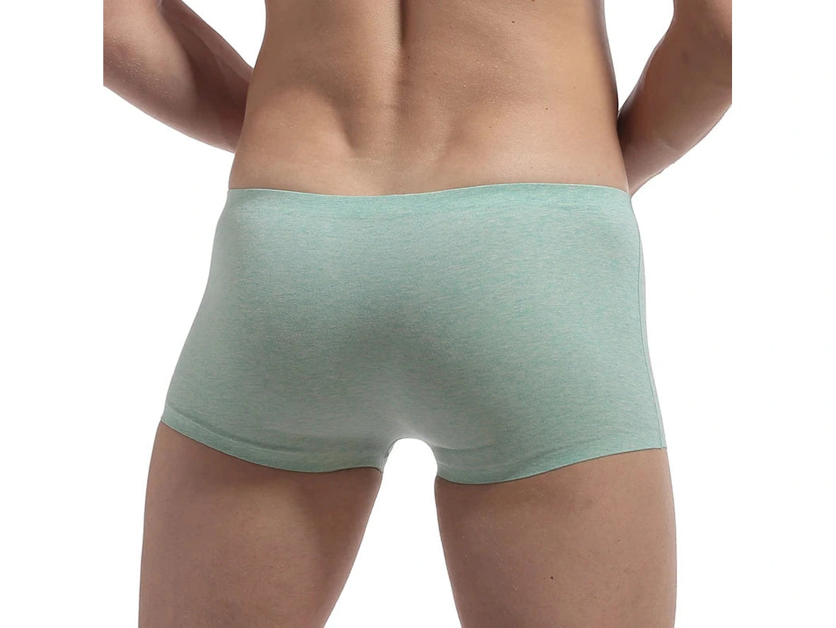 Back view of mint green seamless boxer briefs with no visible back seams