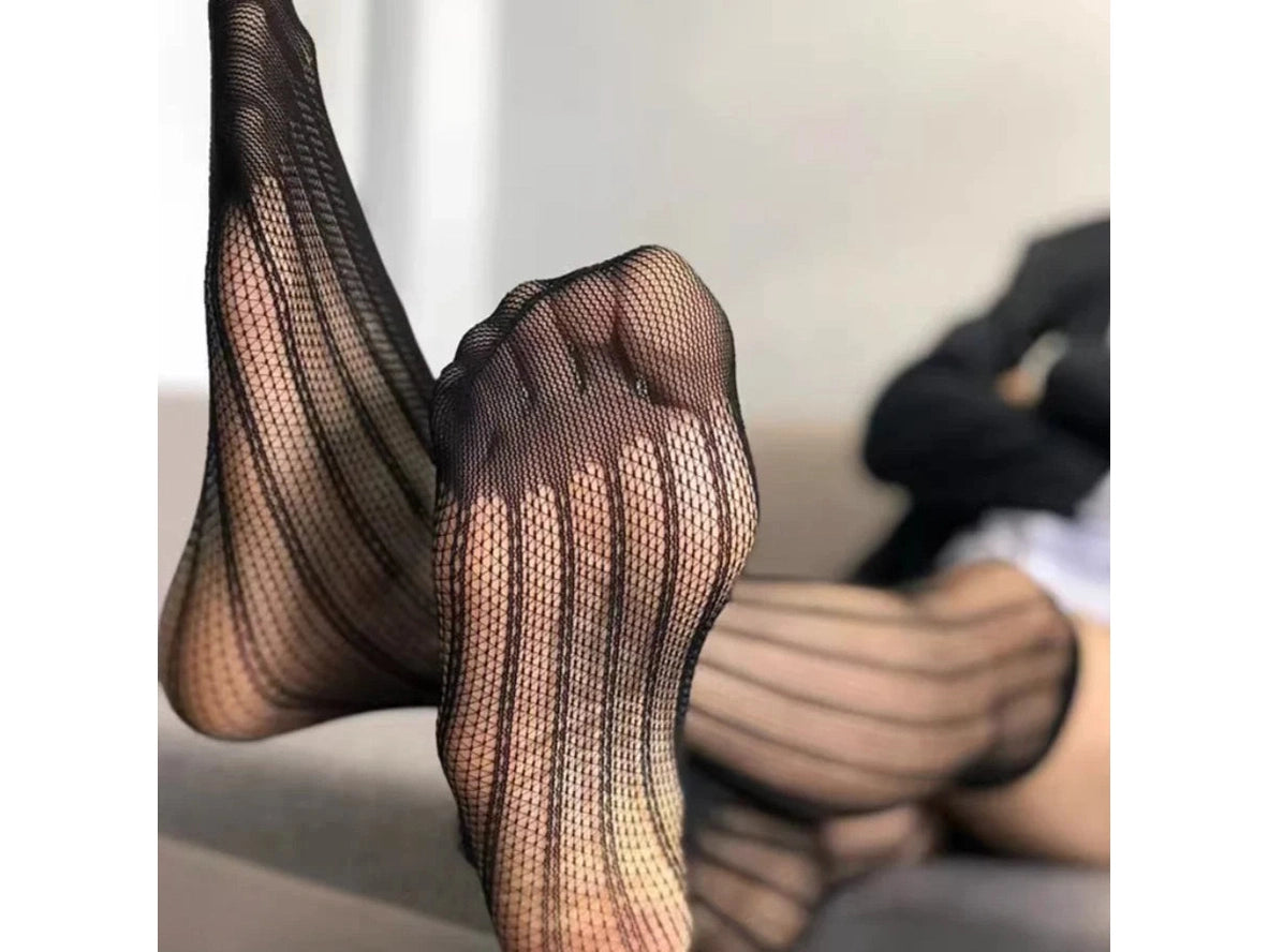 Volt Mesh — Men's Calf-Length Fishnet Gay Socks