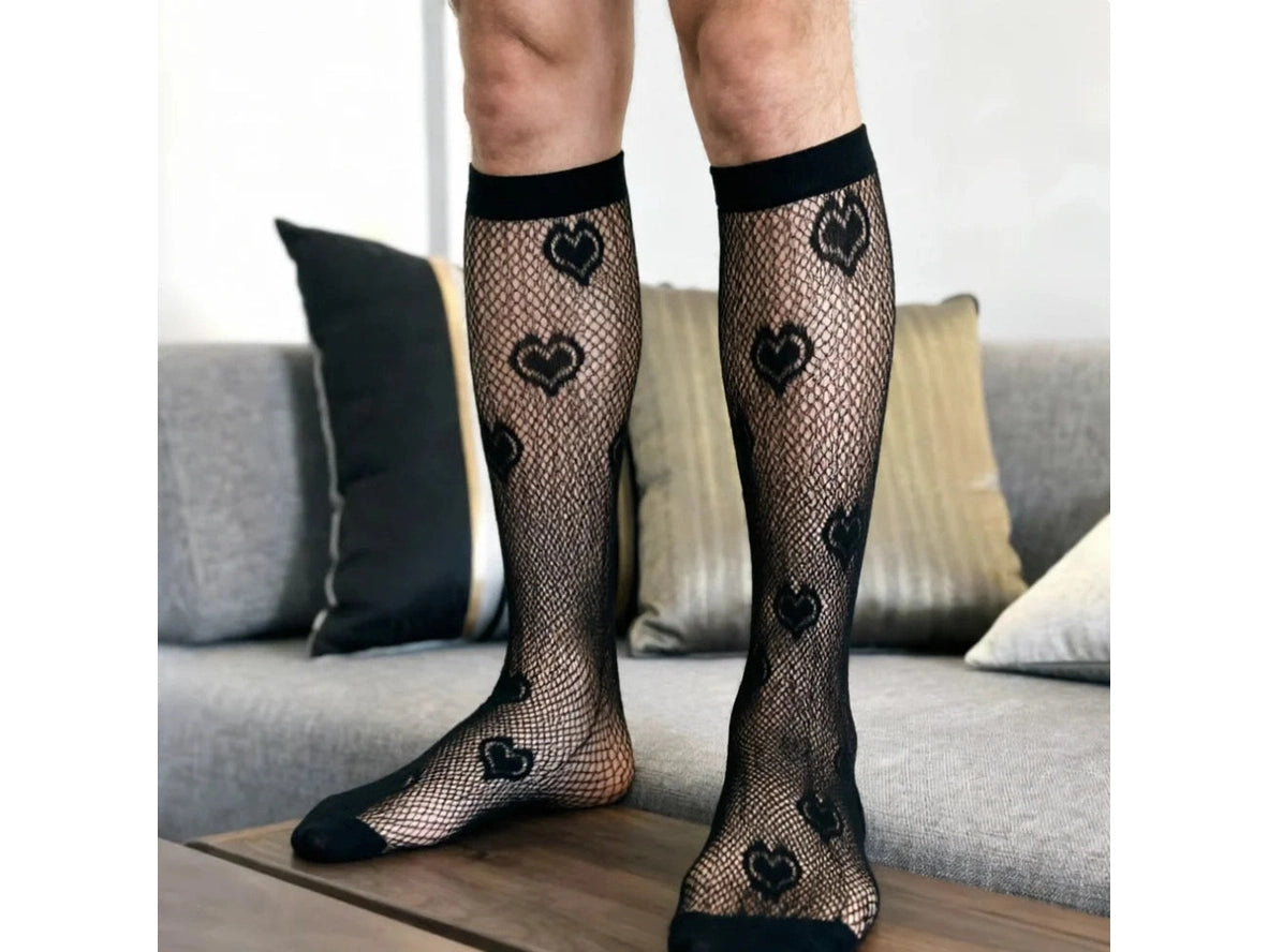 Volt Mesh — Men's Calf-Length Fishnet Gay Socks