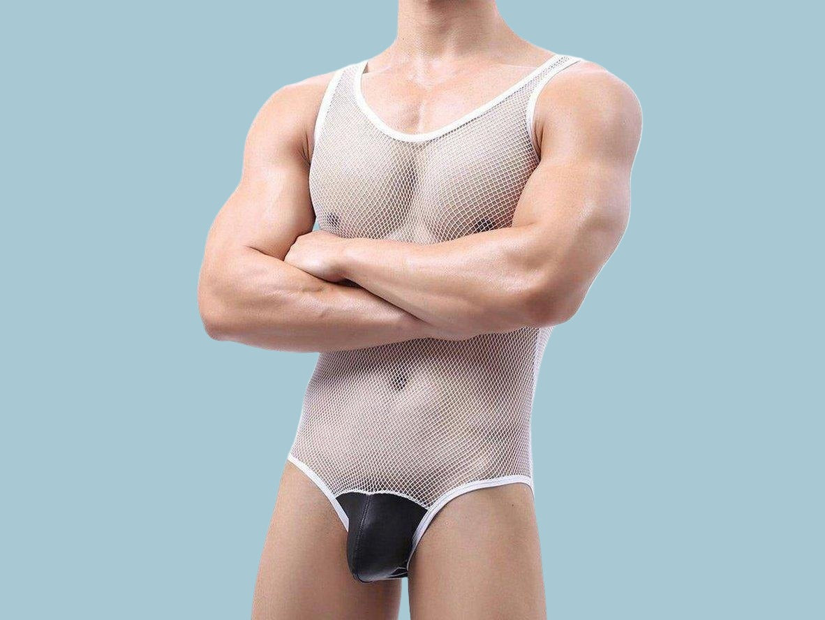 Gay Bodysuits | Sexy Mesh Transparent Bodysuit