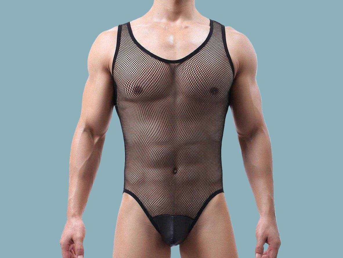 Gay Bodysuits | Sexy Mesh Transparent Bodysuit