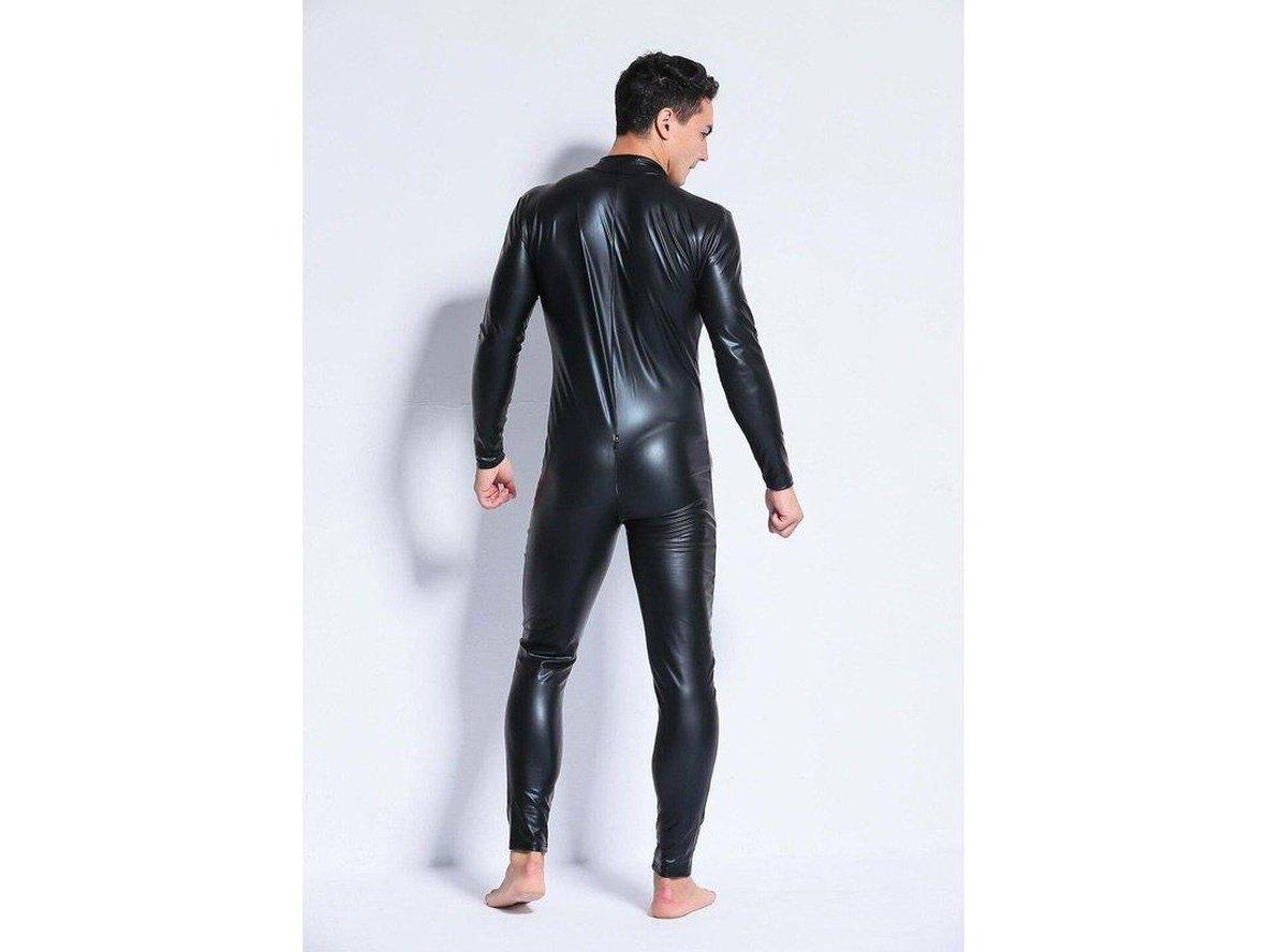 Gay Bodysuits | Wet Look Faux Leather One Piece Bodysuit
