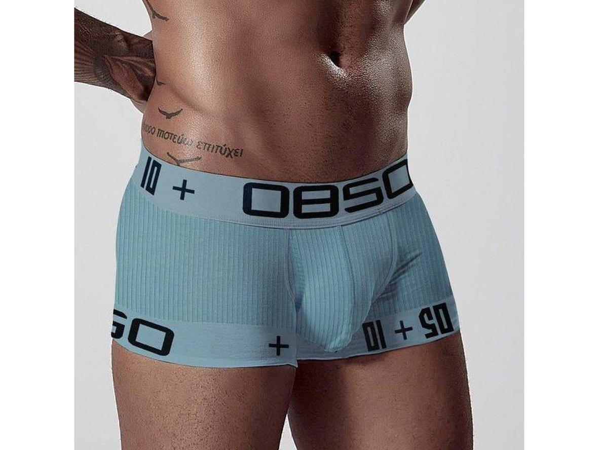 Light blue ribbed cotton boxer briefs with black 0850 logo