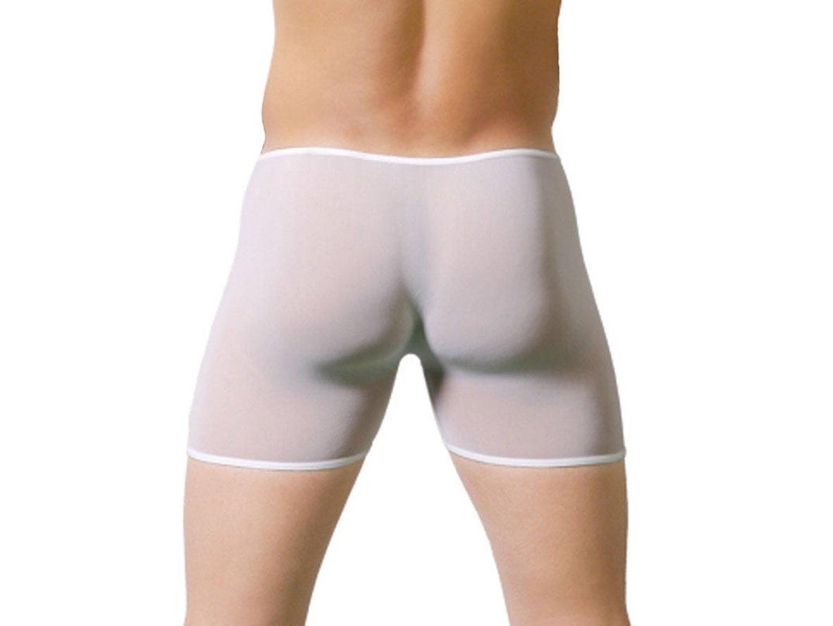 Back view of men's light gray cotton spandex low-rise briefs