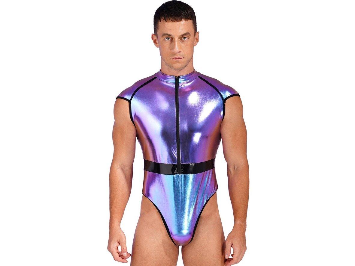 Gay Clubwear | Shiny Rave Costume Sleeveless Bodysuit