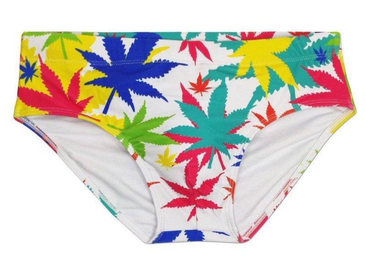 Gay Swim Briefs | UXH Sexy Leaf Print Swim Briefs